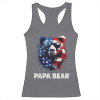 Papa Bear Father's Day Racerback Tank Top Patriotic American Flag 4th Of July