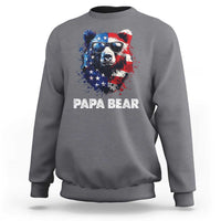 Papa Bear Father's Day Sweatshirt Patriotic American Flag 4th Of July