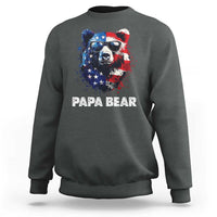 Papa Bear Father's Day Sweatshirt Patriotic American Flag 4th Of July