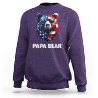 Papa Bear Father's Day Sweatshirt Patriotic American Flag 4th Of July