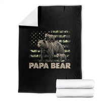 Papa Bear Father's Day Throw Blanket Camouflage California Republic Flag Bear