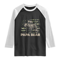 Papa Bear Father's Day Raglan Shirt Camouflage California Republic Flag Bear