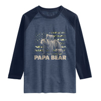 Papa Bear Father's Day Raglan Shirt Camouflage California Republic Flag Bear