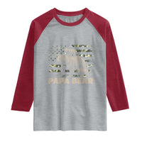 Papa Bear Father's Day Raglan Shirt Camouflage California Republic Flag Bear