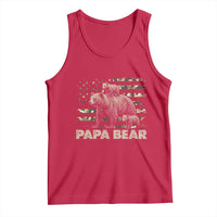 Papa Bear Father's Day Tank Top Camouflage California Republic Flag Bear