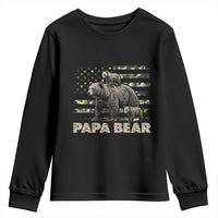 Papa Bear Father's Day Youth Sweatshirt Camouflage California Republic Flag Bear