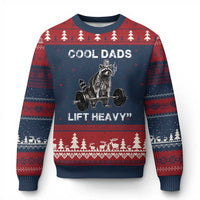 Cool Dads Lift Heavy Ugly Christmas Sweater Gym Dad Raccoon