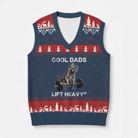 Cool Dads Lift Heavy V-Neck Knit Sweater Vest Gym Dad Raccoon