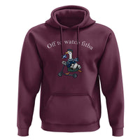 Off To Watch Fitba Hoodie Funny Scottish Goose Riding Scooter Football Fan