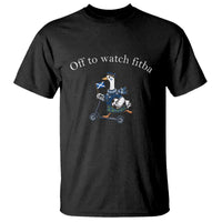 Off To Watch Fitba T Shirt Funny Scottish Goose Riding Scooter Football Fan