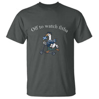 Off To Watch Fitba T Shirt Funny Scottish Goose Riding Scooter Football Fan