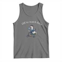 Off To Watch Fitba Tank Top Funny Scottish Goose Riding Scooter Football Fan