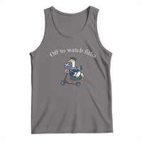 Off To Watch Fitba Tank Top Funny Scottish Goose Riding Scooter Football Fan