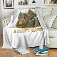 Funny Bigfoot Sarcastic Throw Blanket Fun Fact I Don Not Care Sasquatch Camping - Wonder Print Shop