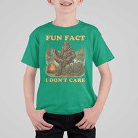 Funny Bigfoot Sarcastic T Shirt For Kid Fun Fact I Don Not Care Sasquatch Camping - Wonder Print Shop