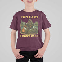 Funny Bigfoot Sarcastic T Shirt For Kid Fun Fact I Don Not Care Sasquatch Camping - Wonder Print Shop