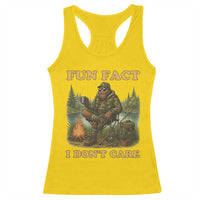 Funny Bigfoot Sarcastic Racerback Tank Top Fun Fact I Don Not Care Sasquatch Camping - Wonder Print Shop