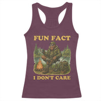 Funny Bigfoot Sarcastic Racerback Tank Top Fun Fact I Don Not Care Sasquatch Camping - Wonder Print Shop