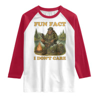 Funny Bigfoot Sarcastic Raglan Shirt Fun Fact I Don Not Care Sasquatch Camping - Wonder Print Shop