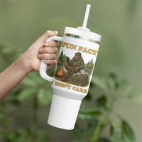 Funny Bigfoot Sarcastic Tumbler With Handle Fun Fact I Don Not Care Sasquatch Camping