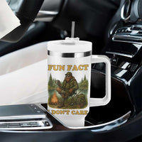 Funny Bigfoot Sarcastic Tumbler With Handle Fun Fact I Don Not Care Sasquatch Camping