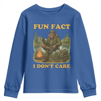 Funny Bigfoot Sarcastic Youth Sweatshirt Fun Fact I Don Not Care Sasquatch Camping - Wonder Print Shop