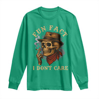 Funny Skull Sarcastic Long Sleeve Shirt Fun Fact I Don Not Care - Wonder Print Shop