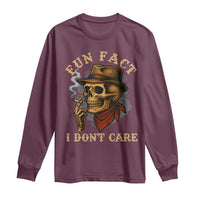 Funny Skull Sarcastic Long Sleeve Shirt Fun Fact I Don Not Care - Wonder Print Shop
