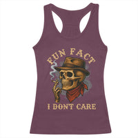Funny Skull Sarcastic Racerback Tank Top Fun Fact I Don Not Care - Wonder Print Shop