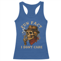 Funny Skull Sarcastic Racerback Tank Top Fun Fact I Don Not Care - Wonder Print Shop