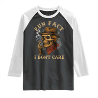 Funny Skull Sarcastic Raglan Shirt Fun Fact I Don Not Care - Wonder Print Shop