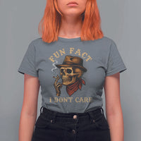 Funny Skull Sarcastic T Shirt For Women Fun Fact I Don Not Care - Wonder Print Shop