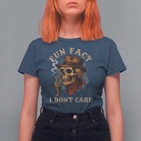 Funny Skull Sarcastic T Shirt For Women Fun Fact I Don Not Care - Wonder Print Shop