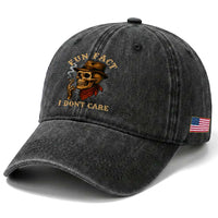 Funny Skull Sarcastic Washed Cotton Baseball Cap Fun Fact I Don Not Care