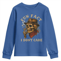Funny Skull Sarcastic Youth Sweatshirt Fun Fact I Don Not Care - Wonder Print Shop