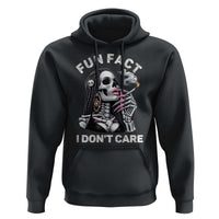 Funny Skeleton Smoking Hoodie Fun Fact I Don Not Care Sarcastic Women Skull - Wonder Print Shop