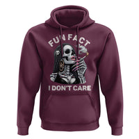 Funny Skeleton Smoking Hoodie Fun Fact I Don Not Care Sarcastic Women Skull - Wonder Print Shop
