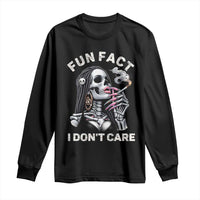 Funny Skeleton Smoking Long Sleeve Shirt Fun Fact I Don Not Care Sarcastic Women Skull - Wonder Print Shop