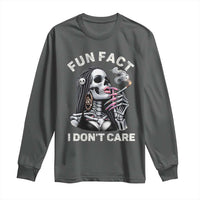 Funny Skeleton Smoking Long Sleeve Shirt Fun Fact I Don Not Care Sarcastic Women Skull - Wonder Print Shop