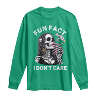 Funny Skeleton Smoking Long Sleeve Shirt Fun Fact I Don Not Care Sarcastic Women Skull - Wonder Print Shop