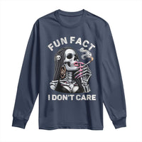 Funny Skeleton Smoking Long Sleeve Shirt Fun Fact I Don Not Care Sarcastic Women Skull - Wonder Print Shop