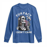 Funny Skeleton Smoking Long Sleeve Shirt Fun Fact I Don Not Care Sarcastic Women Skull - Wonder Print Shop