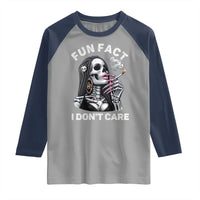 Funny Skeleton Smoking Raglan Shirt Fun Fact I Don Not Care Sarcastic Women Skull - Wonder Print Shop