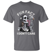 Funny Skeleton Smoking T Shirt Fun Fact I Don Not Care Sarcastic Women Skull - Wonder Print Shop