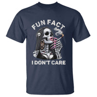 Funny Skeleton Smoking T Shirt Fun Fact I Don Not Care Sarcastic Women Skull - Wonder Print Shop