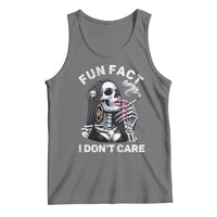 Funny Skeleton Smoking Tank Top Fun Fact I Don Not Care Sarcastic Women Skull - Wonder Print Shop