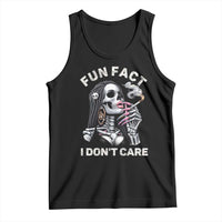 Funny Skeleton Smoking Tank Top Fun Fact I Don Not Care Sarcastic Women Skull - Wonder Print Shop