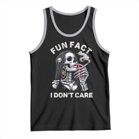 Funny Skeleton Smoking Tank Top Fun Fact I Don Not Care Sarcastic Women Skull - Wonder Print Shop