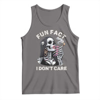 Funny Skeleton Smoking Tank Top Fun Fact I Don Not Care Sarcastic Women Skull - Wonder Print Shop