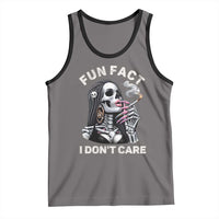 Funny Skeleton Smoking Tank Top Fun Fact I Don Not Care Sarcastic Women Skull - Wonder Print Shop